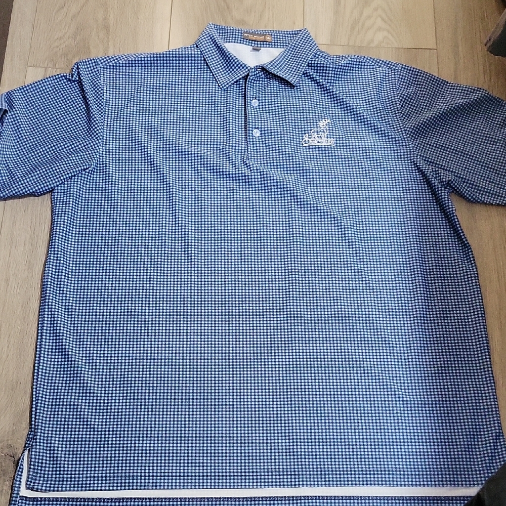 Peter Millar Summer Comfort Sanctuary Golf Club Navy Check Polo Shirt Size XL